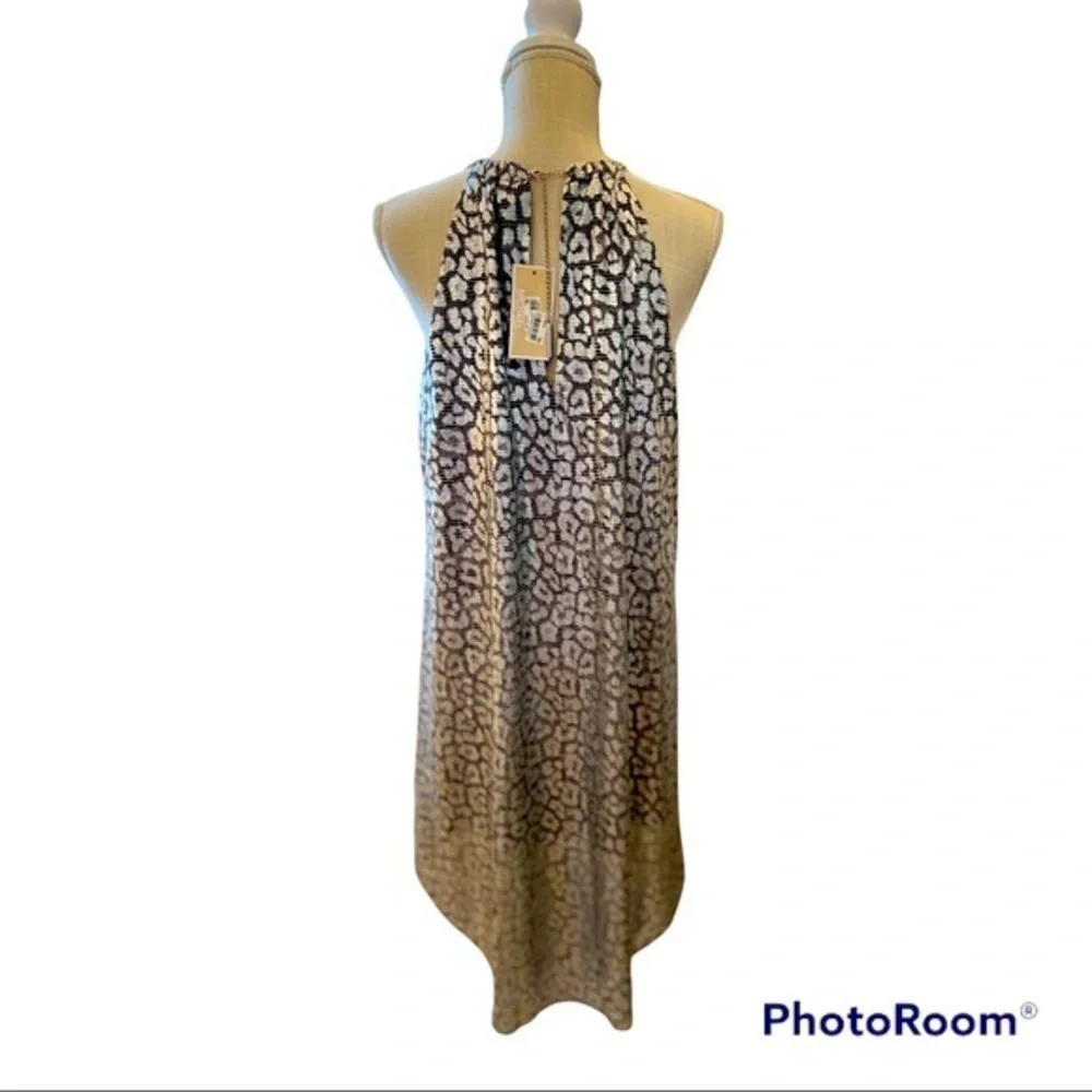 Michael Kos Black Silver Cheetah Print Dress‎ S